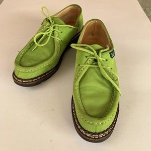 Light green suede lace ups